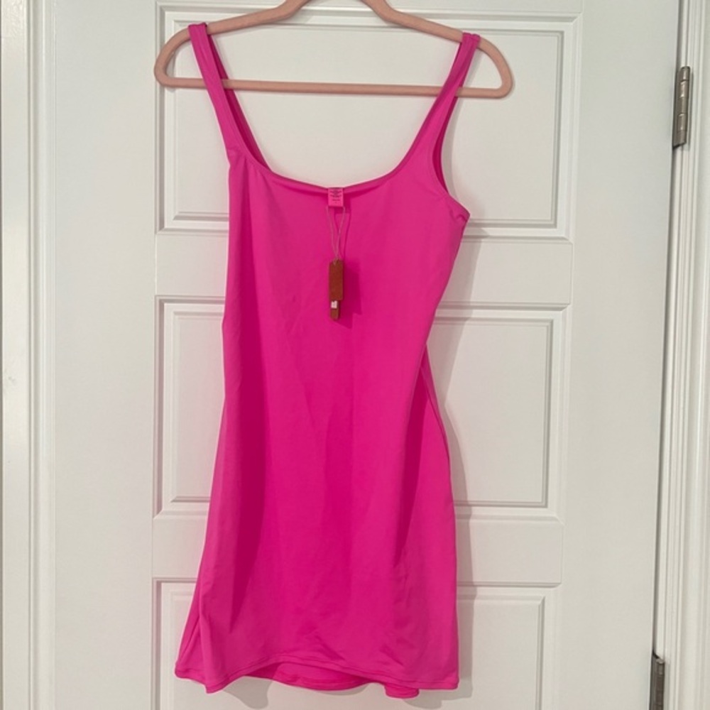 NWT • SKIMS • SWIM TANK DRESS • LIM EDITION LAFFY • PINK SWIMWEAR • LARGE